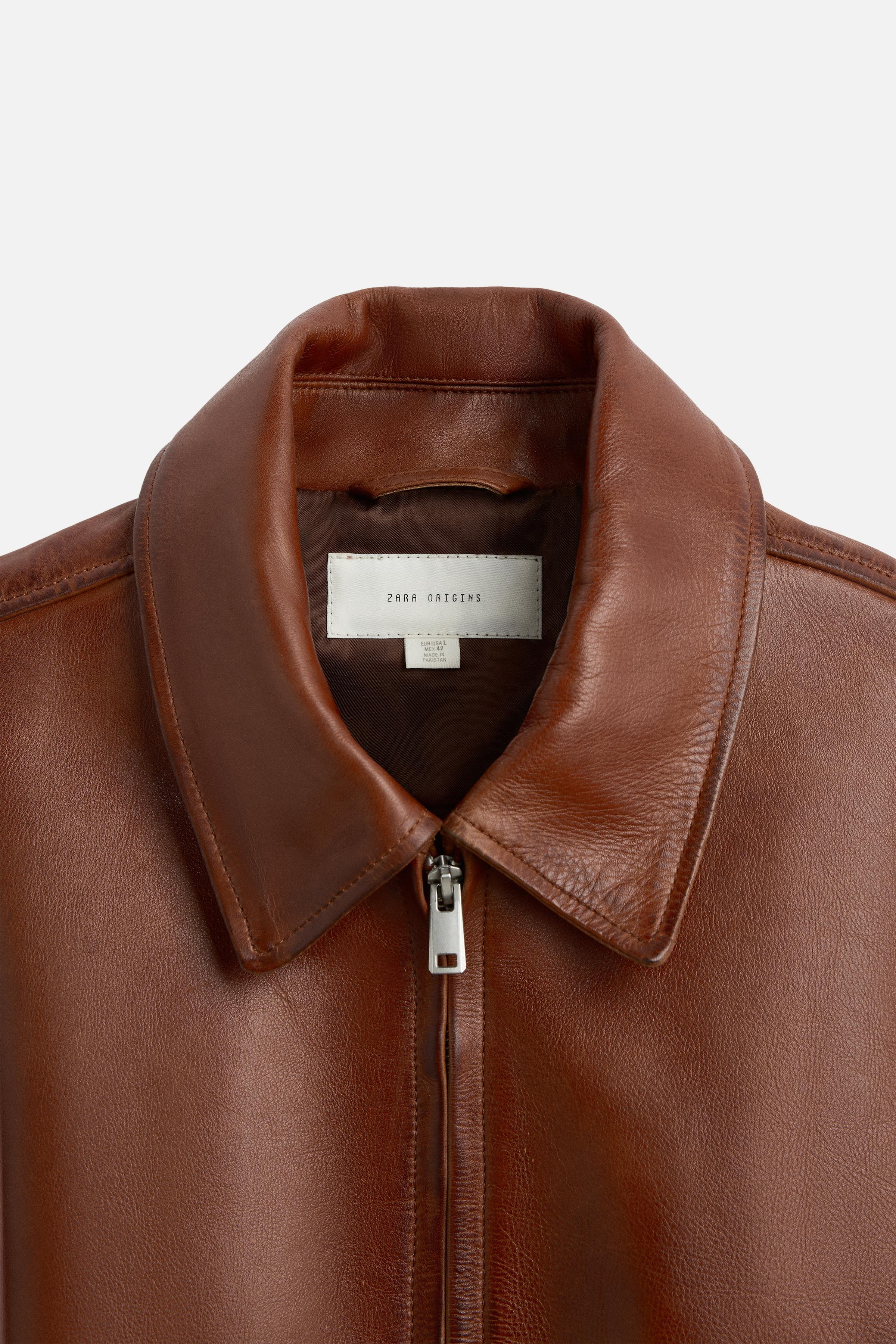 ウォッシュドレザージャケット - ブラウン | ZARA Japan / 日本