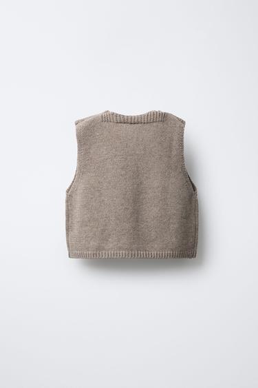 GILET EN MAILLE AVEC LAINE - Sable de Zara - Image 1