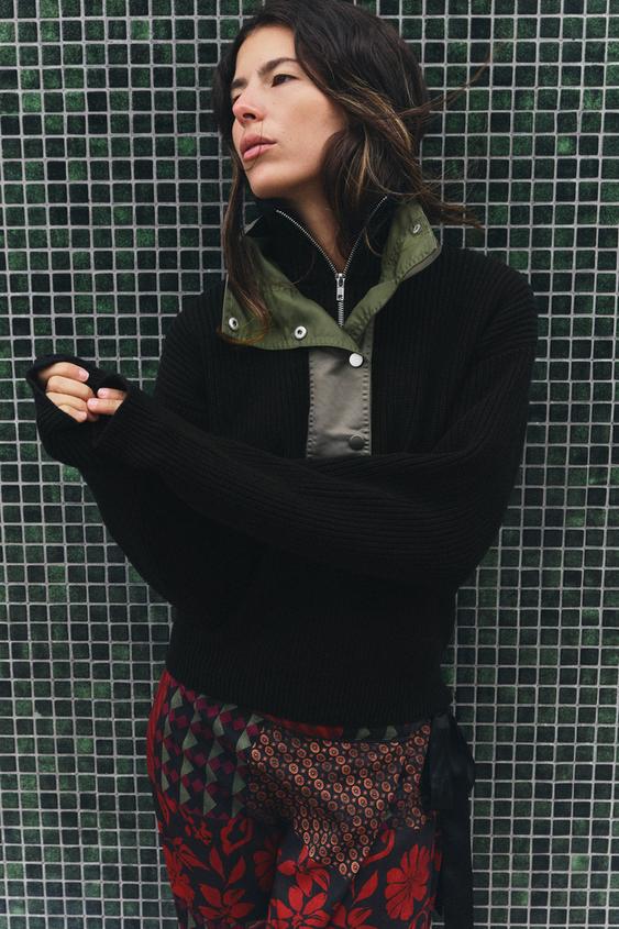 PULL EN MAILLE COMBINÉ - Noir de Zara - Image 0