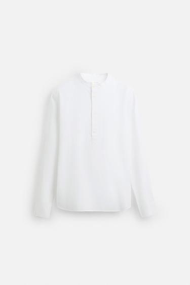 CAMISA POLO LINO - ALGODÓN - Blanco de Zara