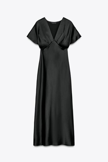 MIDI-KLEID IN SATINOPTIK - Schwarz von Zara - Bild 0