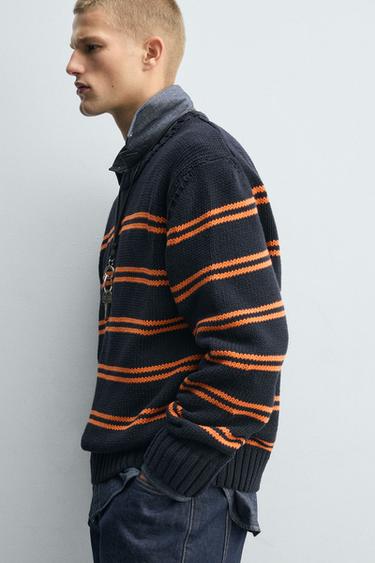 JERSEY JACQUARD RAYURES - Bleu marine de Zara - Image 5