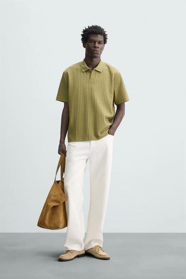 Zara TEXTURED POLO - Pistachio