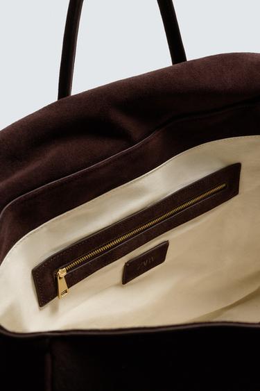 LEATHER HANDBAG - Burgundy Red by Zara - Image 5