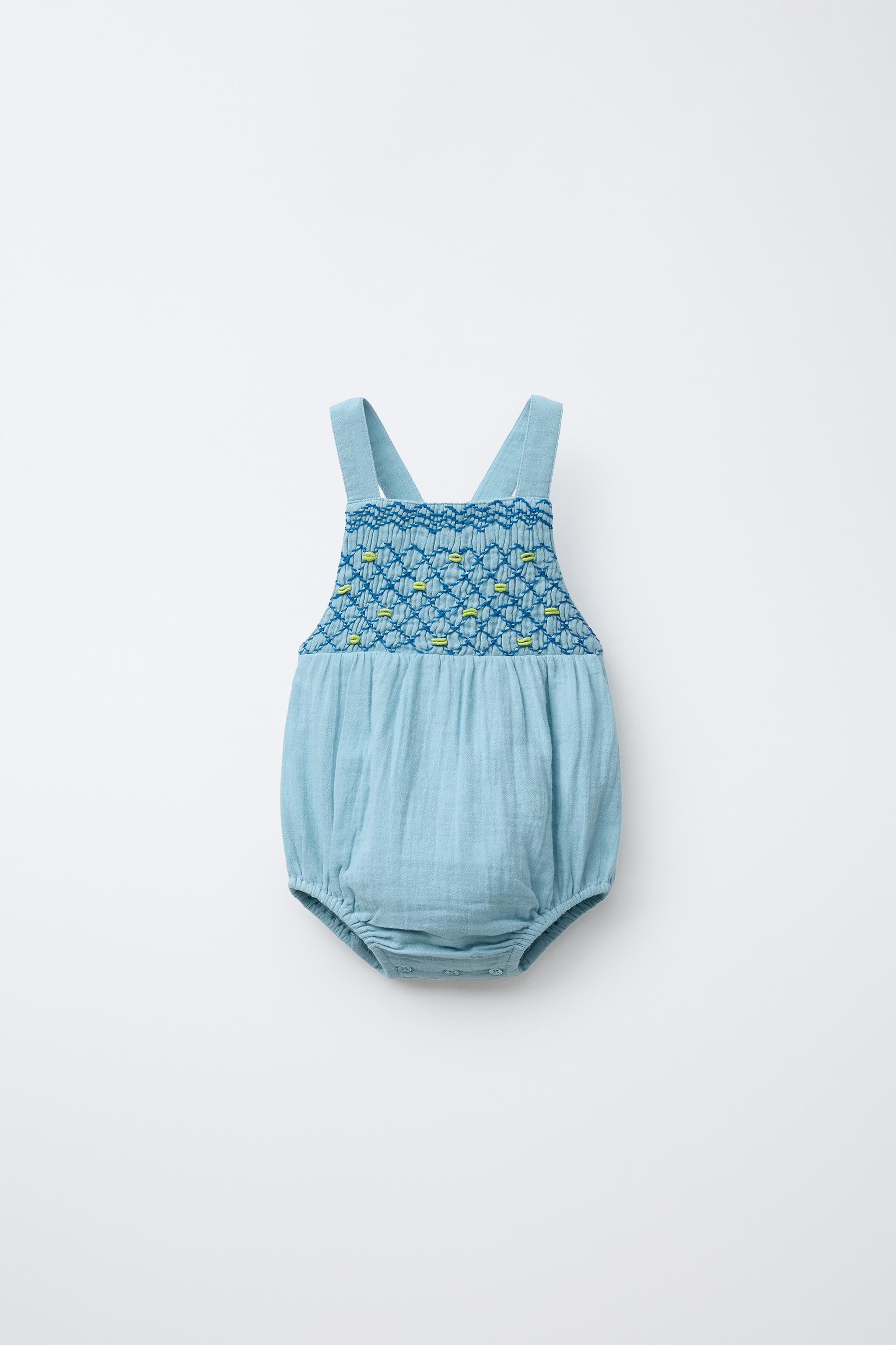 TEXTURED EMBROIDERED ROMPER
