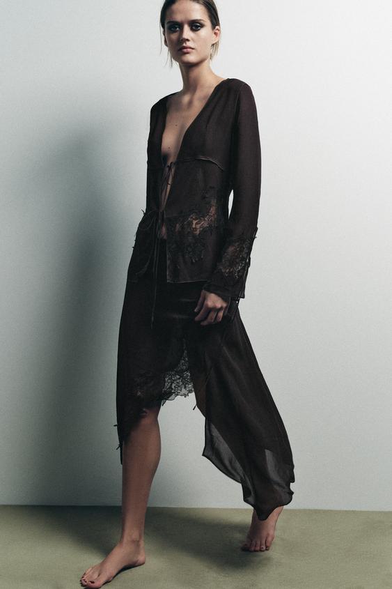 GEORGETTE LACE TIE SHIRT