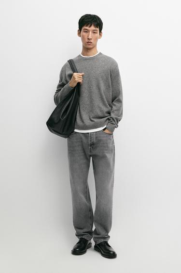 Wool blend round neck knit sweater — Anthracite grey 1