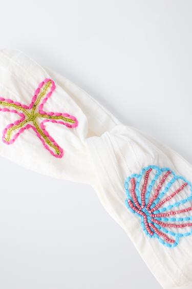 MARINE BEADED EMBROIDERED HEADBAND - Ecru by Zara - Image 1