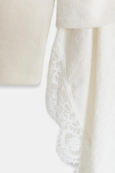 T-SHIRT BIMATIÈRE EN DENTELLE - Écru de Zara - Image 7