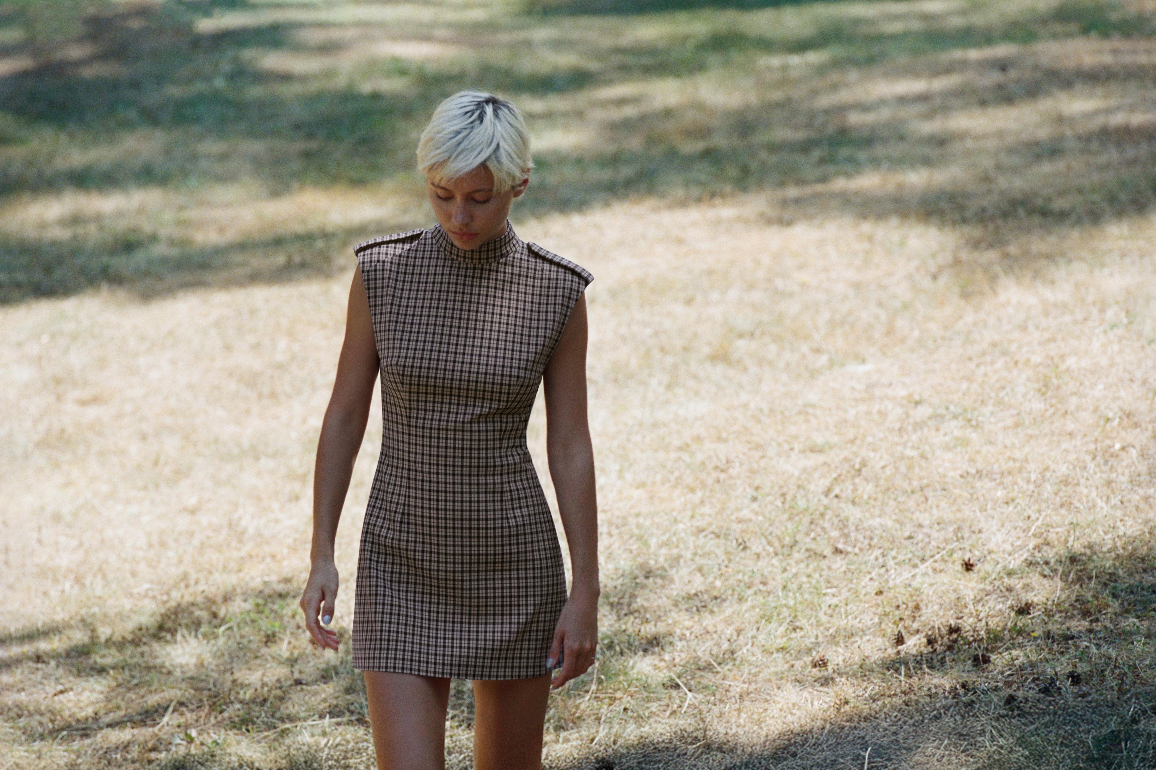 CHECKED PLAYSUIT WITH TABS