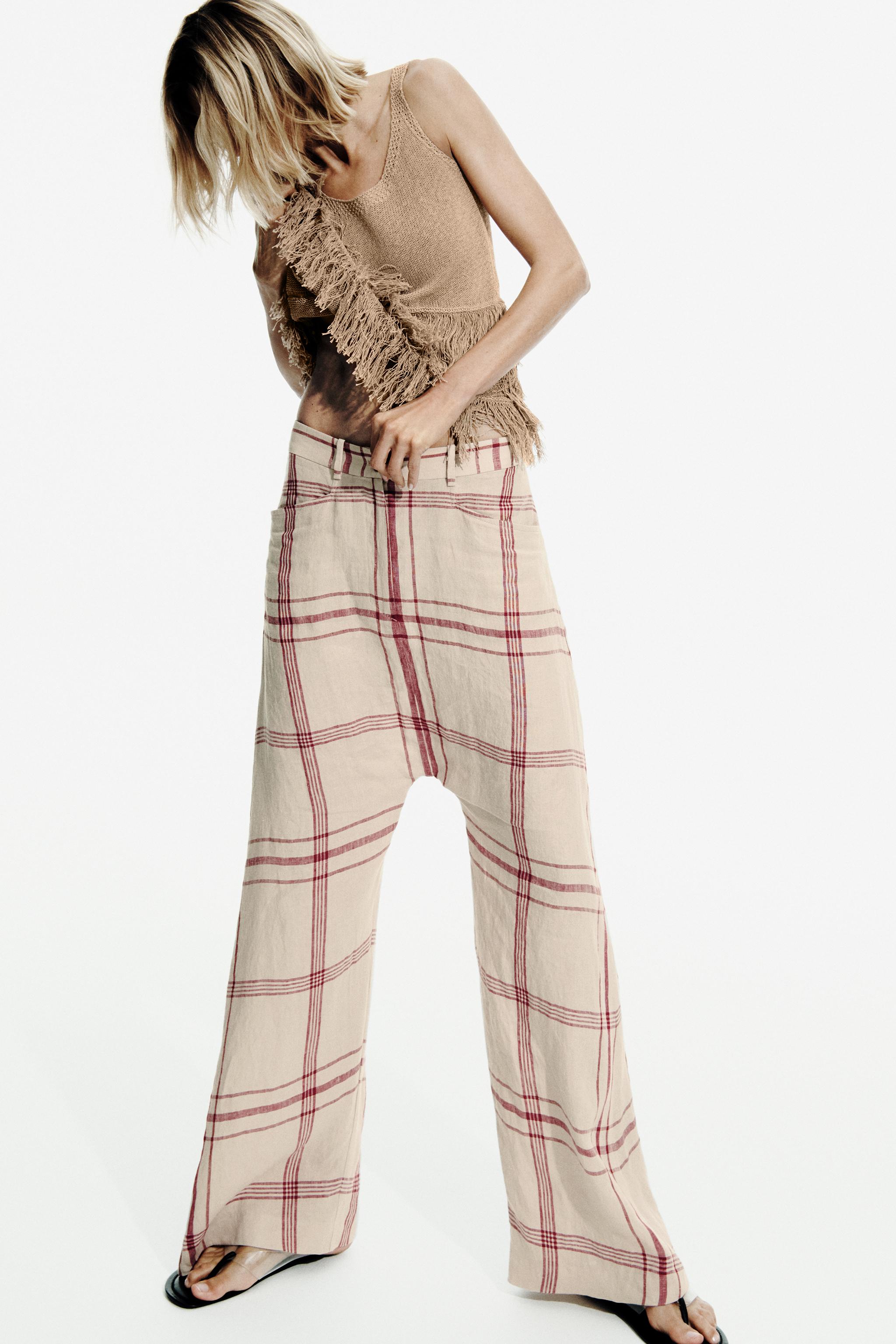 ご購入者様決定꒰ZARA WOMAN꒱タータンチェック柄 アンクル パンツ 赤黒系 ボトムス 楽天市場】タータンチェック 赤（サイズ（S/M/L）L）（ズボン・パンツ