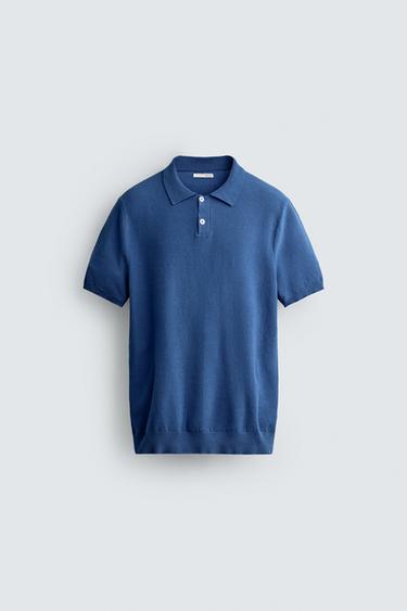 REGULAR FIT TEXTURED KNIT POLO SHIRT - Bluish by Zara