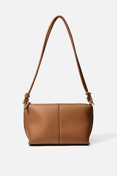 Zara KNOTTED CROSSBODY BAG - Dark tan