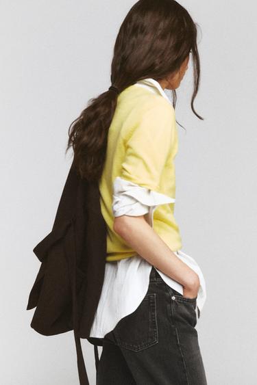 100% WOOL SHORT SLEEVE JUMPER - Yellow by Zara