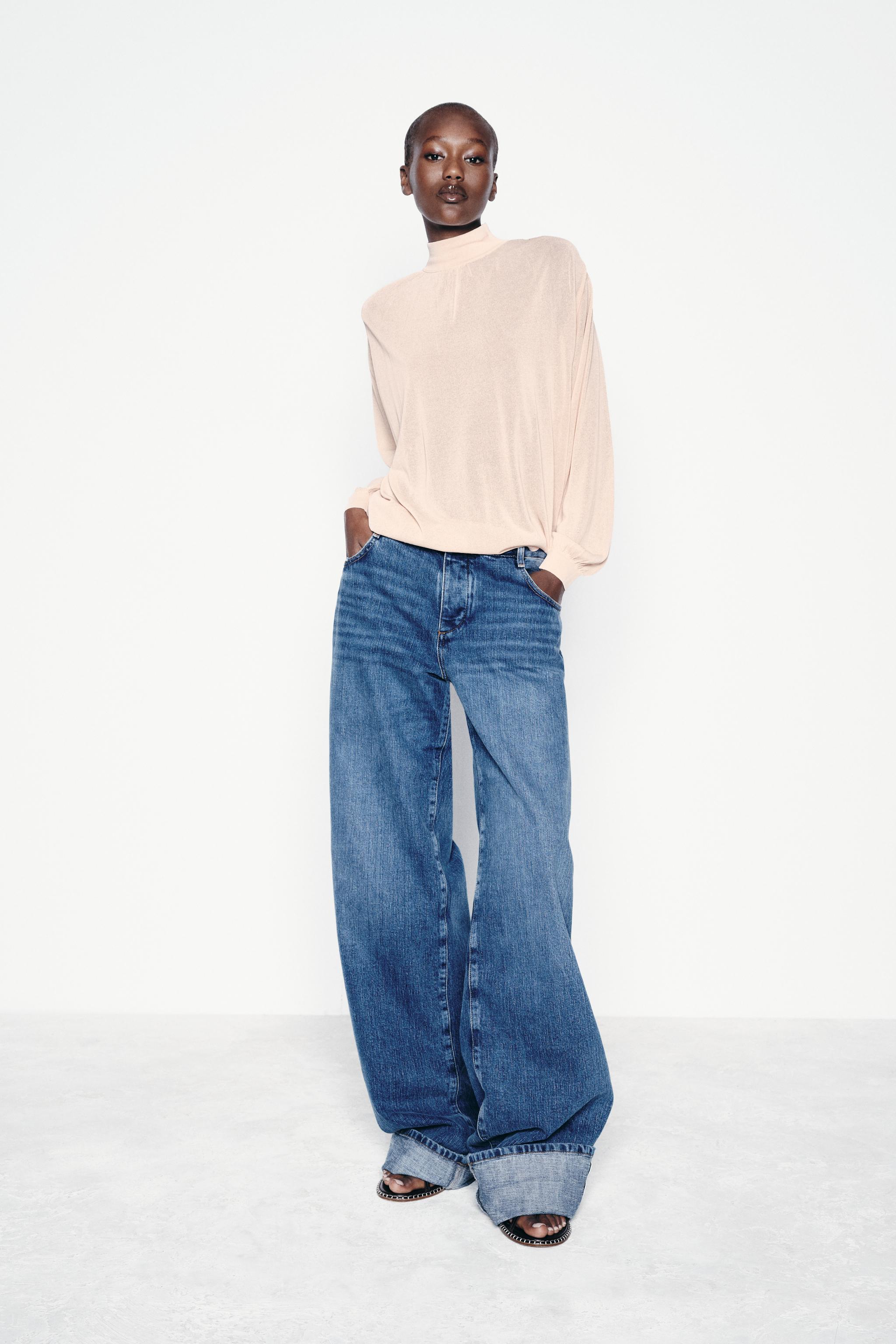 FINE KNIT MOCK TURTLENECK SWEATER Pastel pink ZARA Singapore