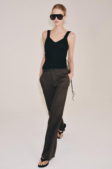 TOP STYLE CORSET EN MAILLE À CORDONS - Noir de Zara - Image 3