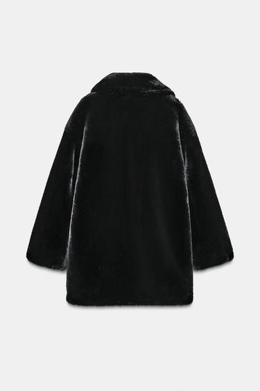 FAUX FUR COAT - Black by Zara - Image 3
