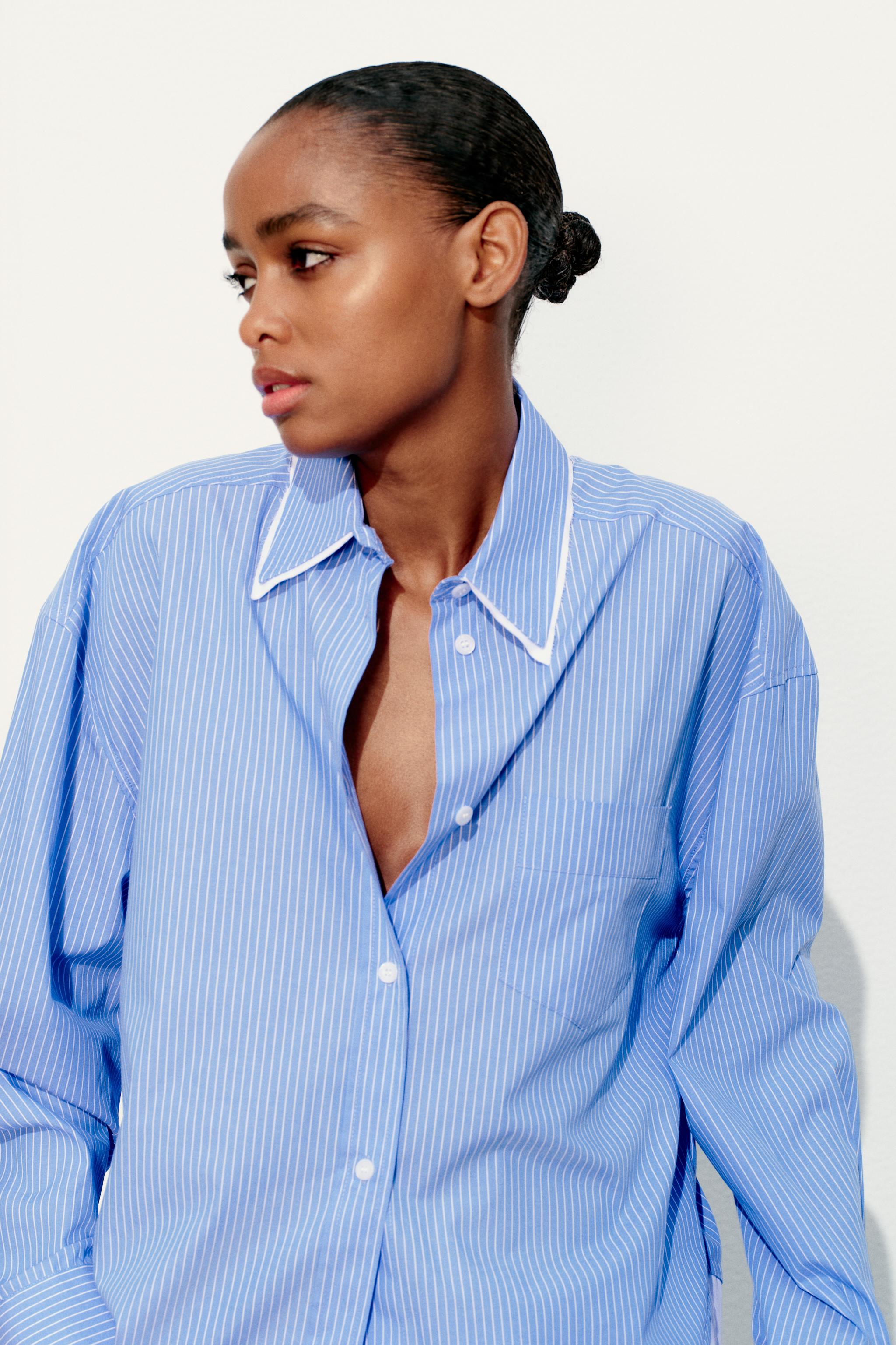 POPLIN SHIRT WITH CONTRAST STRIPES