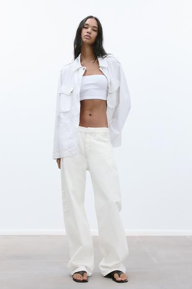 TOP BANDEAU RIB - Blanco de Zara