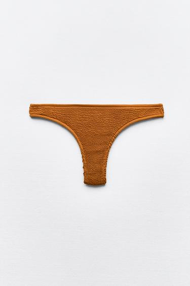 TEXTURED STRETCH BIKINI BOTTOMS - Caramel by Zara