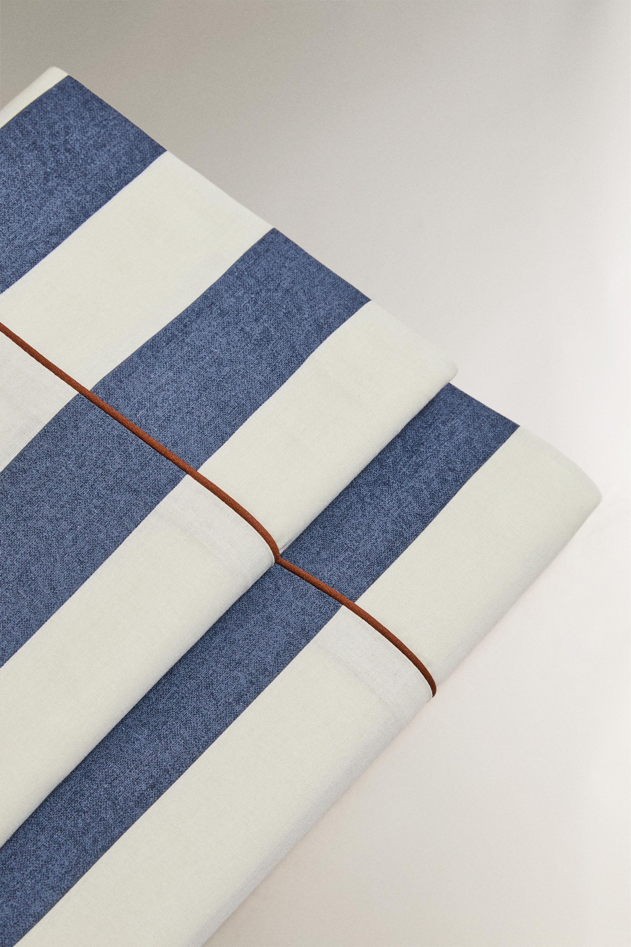 STRIPED FADED COTTON FLAT SHEET