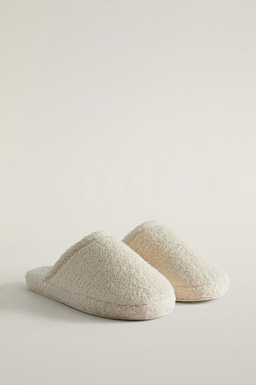 TERRY FLATFORM SLIPPERS — Beige 2