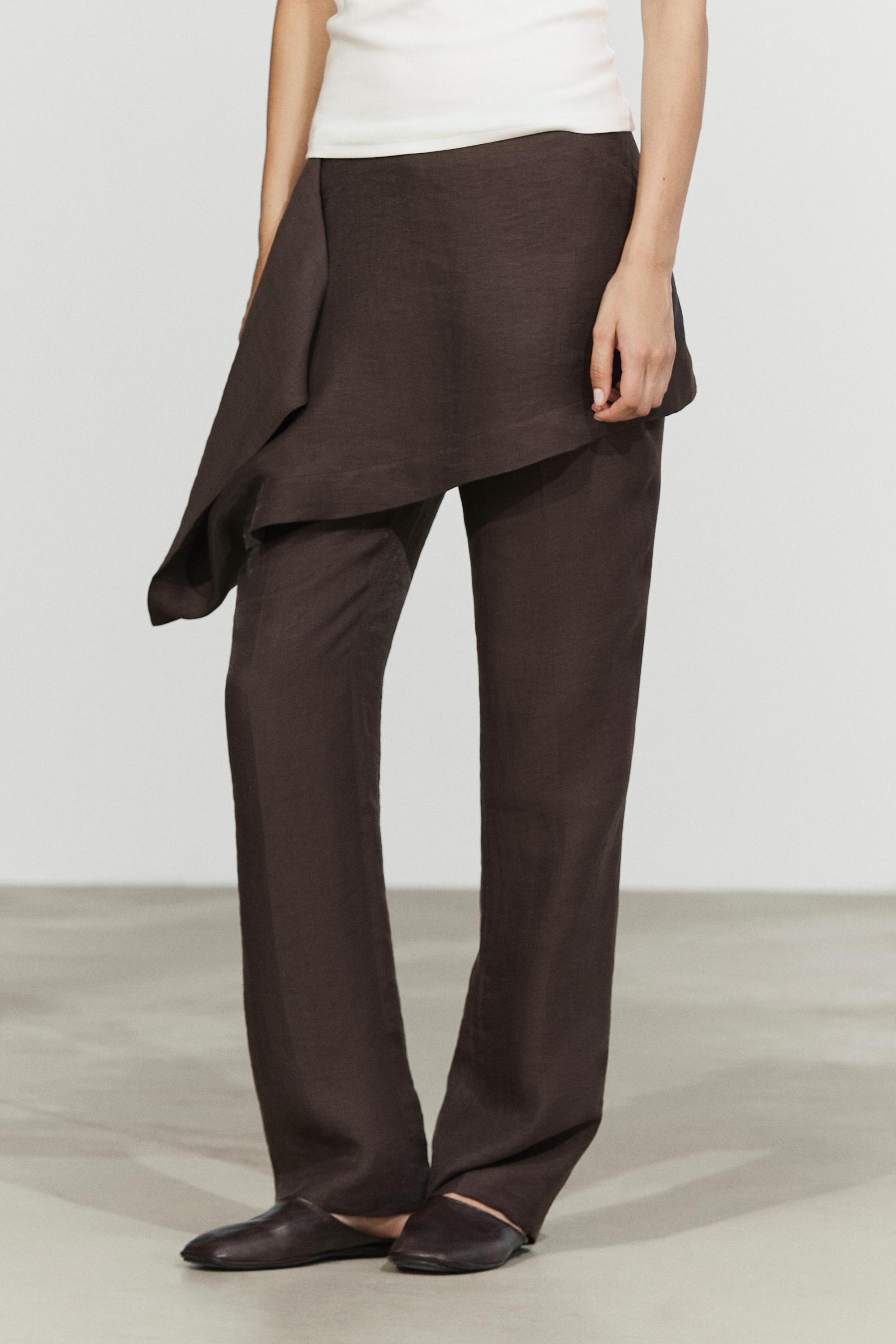 Pantalon détail jupe en lin