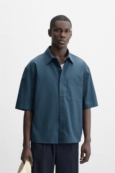 CAMISA LYOCELL - ALGODÓN - Petróleo de Zara