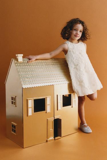 فستان منفوخ بفراشات وتول - خَام الخاص بـ Zara