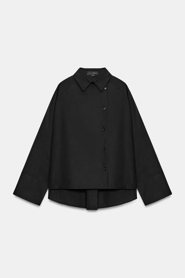 CAMISA OVERSIZE CRUZADA ZW COLLECTION - Negro de Zara