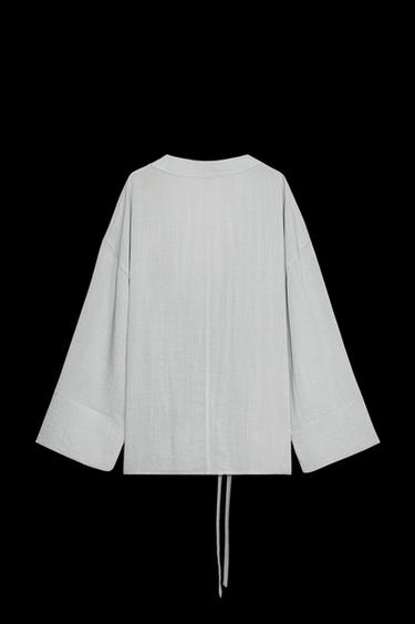KIMONO MIT SEITLICHER SCHLEIFE - Perlgrau Vigoré von Zara