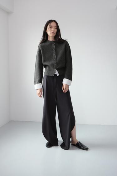 КАРДИГАН С КОНТРАСТНЫМИ ДЕТАЛЯМИ — СЕРЫЙ С МЕЛАНЖЕВЫМ ЭФФЕКТОМ от Zara