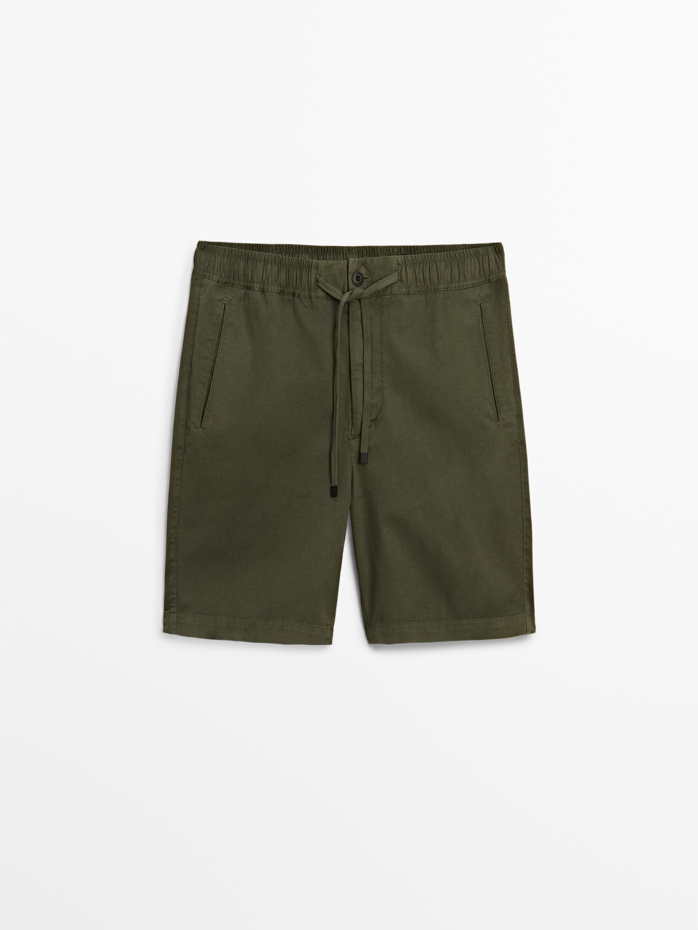 Jogger fit cotton blend Bermuda shorts