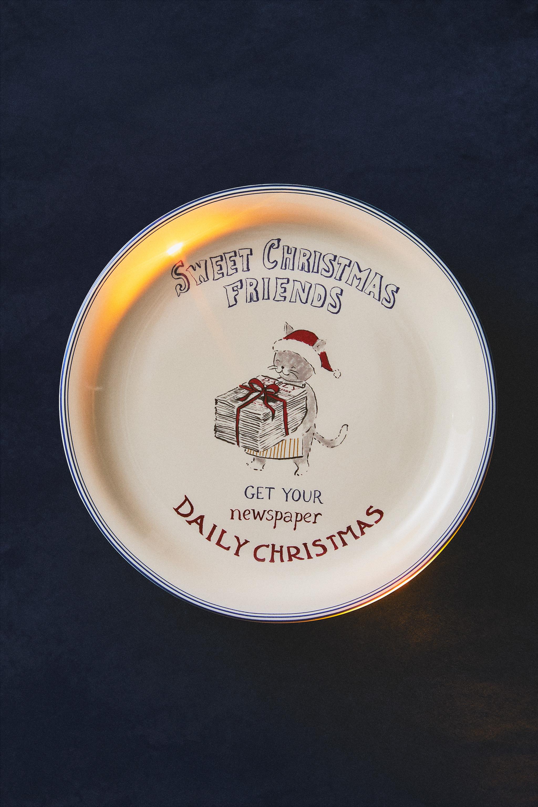 KIDS NEWSPAPER CHRISTMAS DESSERT PLATE
