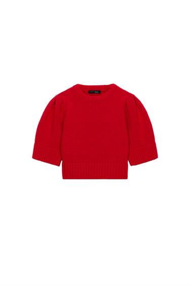 PLAIN KNIT SHORT SLEEVE JUMPER - Red by Zara