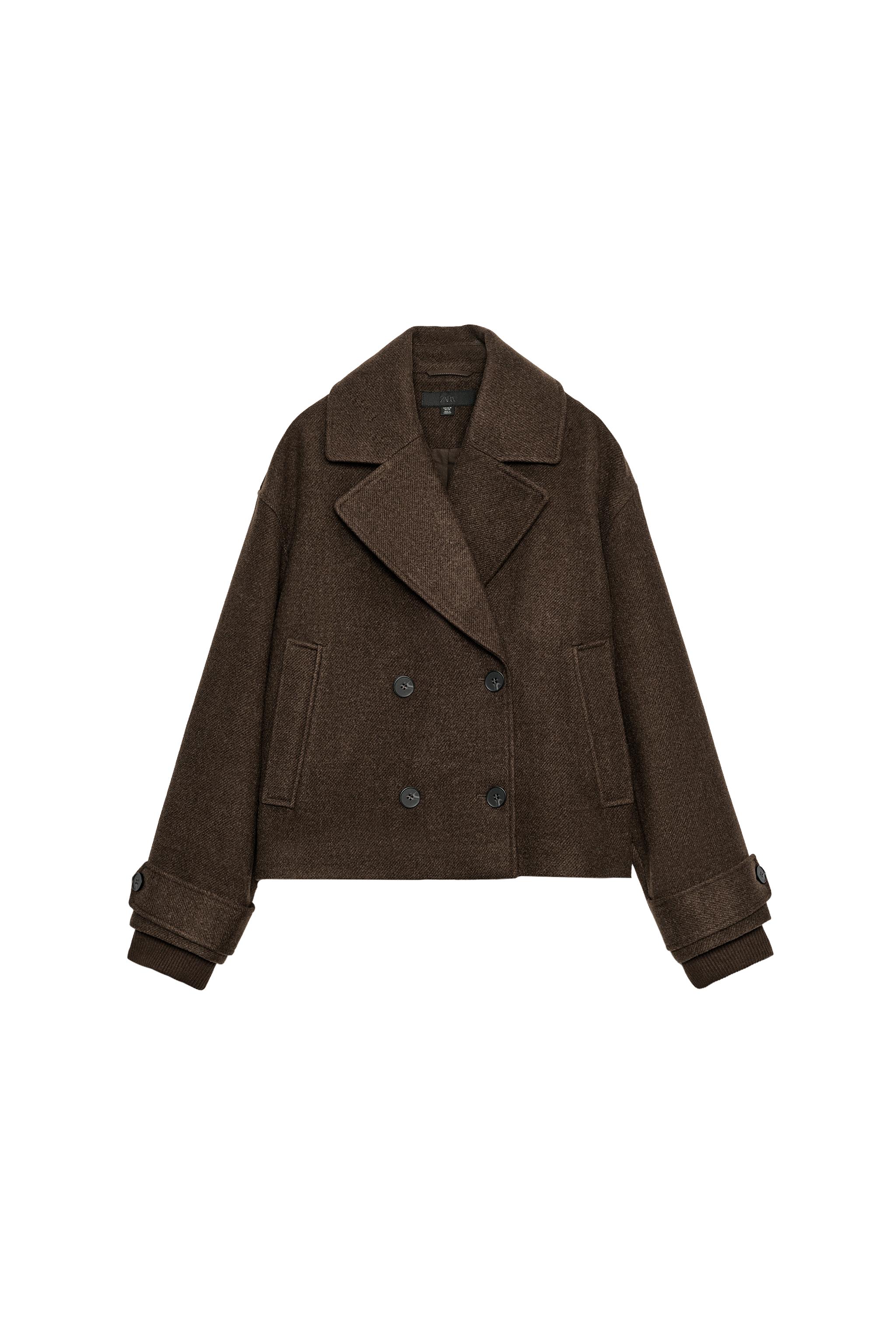 SOFT DOUBLE-BREASTED SHORT COAT - Brown | ZARA United States