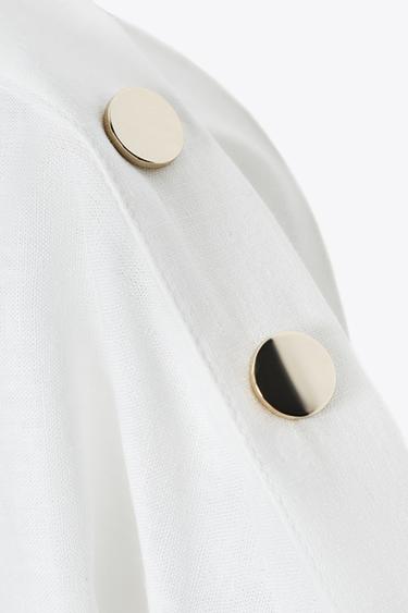 STRIPED LINEN BLEND SHIRT - Blue/White by Zara - Image 6