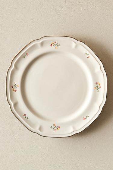 FLORAL PORCELAIN DINNER PLATE - Cream by Zara - Image 5
