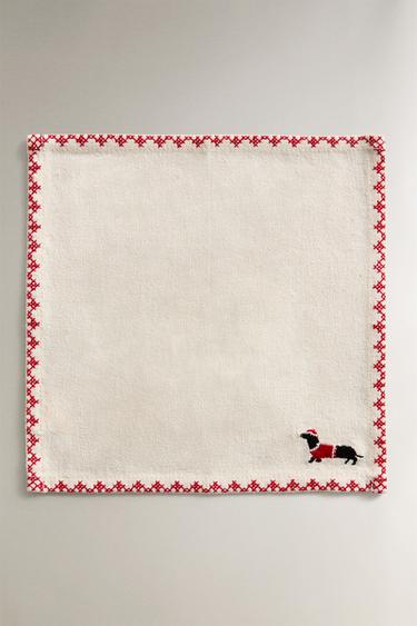 PACK SERVILLETAS ALGODÓN BORDADOS NAVIDAD (PACK DE 4) - Rojo de Zara