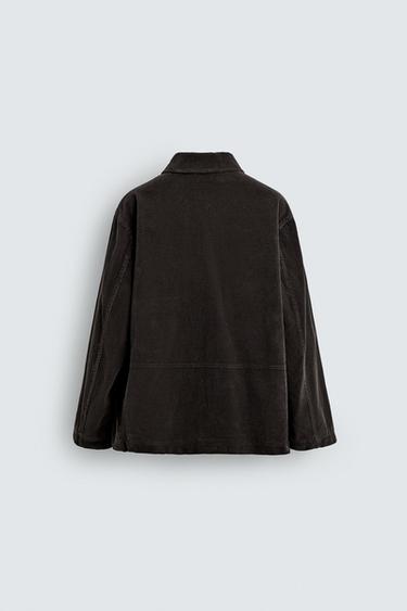 VESTE EN VELOURS CÔTELÉ À POCHES - Marron foncé de Zara - Image 8