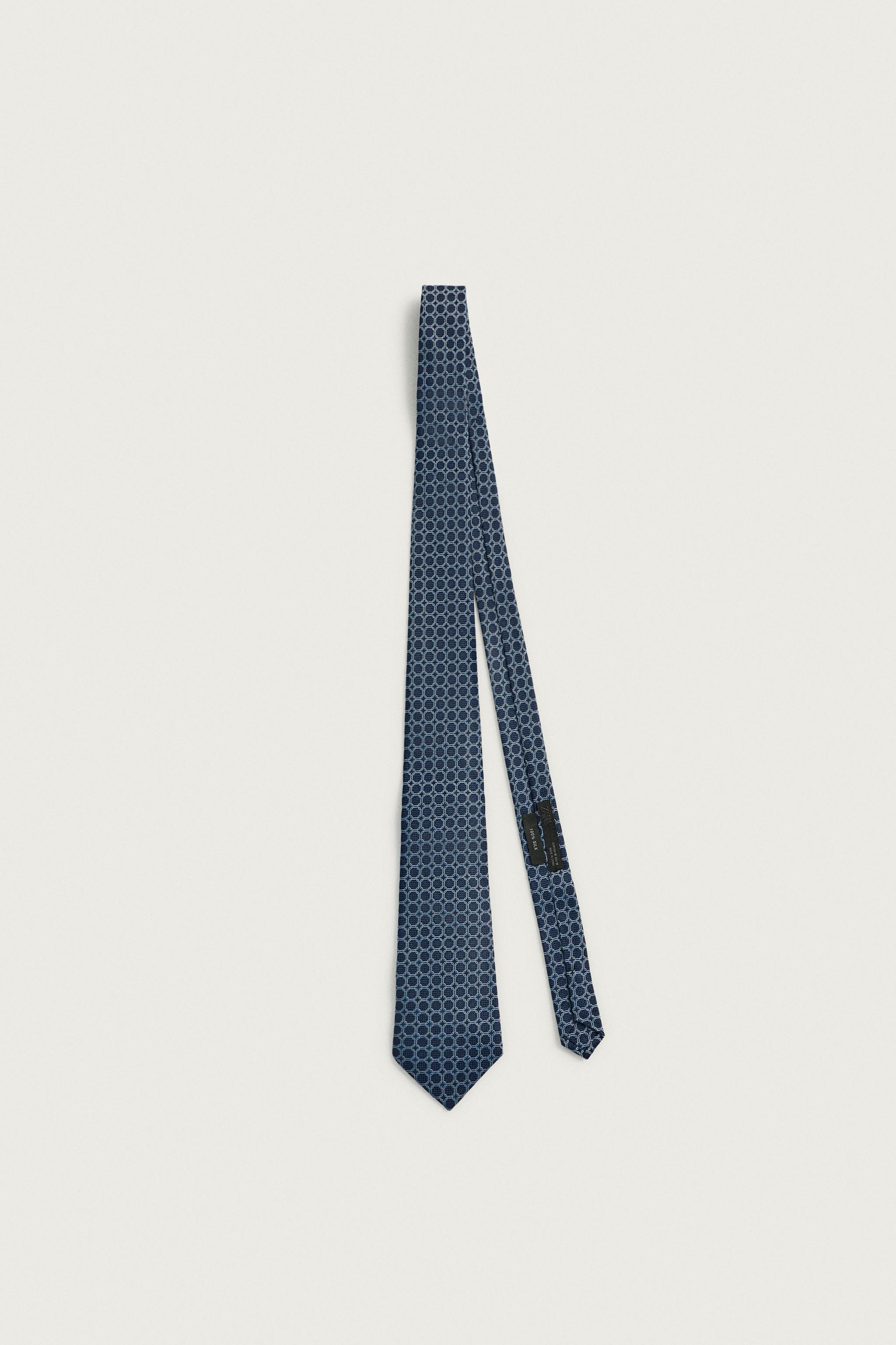 100% SILK GEOMETRIC JACQUARD TIE