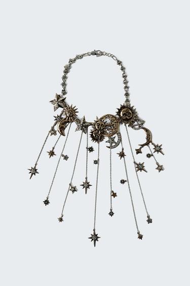 Zara METAL MOON AND STARS NECKLACE - Aged gold