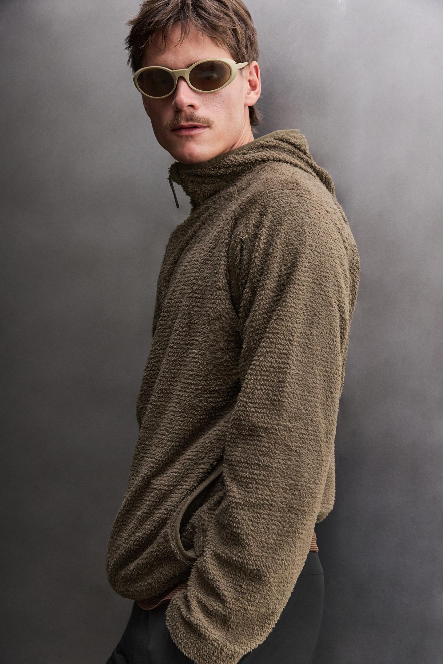Мужское худи Zara Textured, цвет: Тёмный коричневый — фото 5