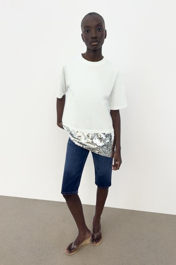 ASYMMETRIC SEQUIN T-SHIRT from Zara - $49.90