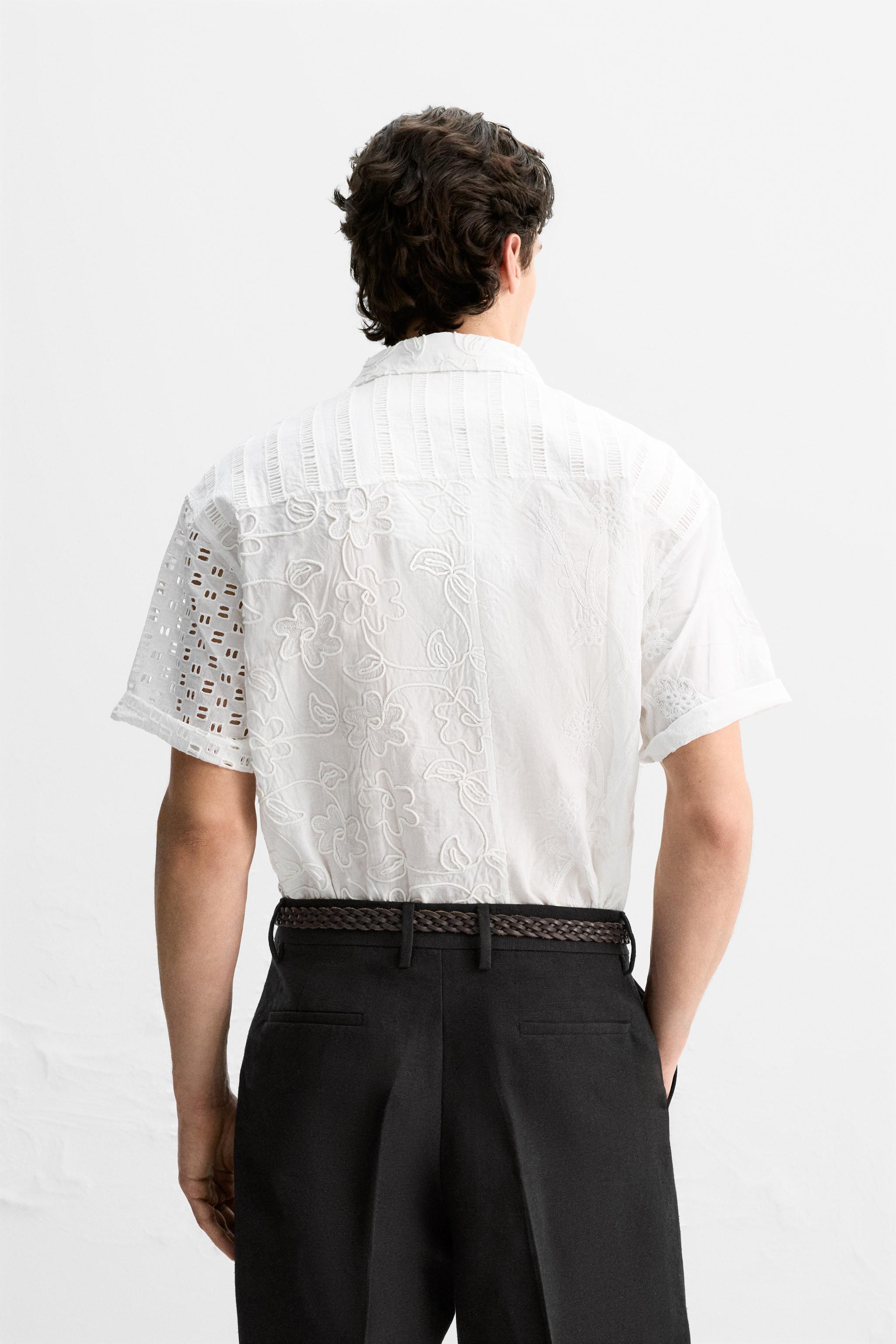 DIE-CUT EMBROIDERED PATCHWORK SHIRT - White | ZARA United States DIE-CUT EMBROIDERED PATCHWORK SHIRT - White | ZARA United States