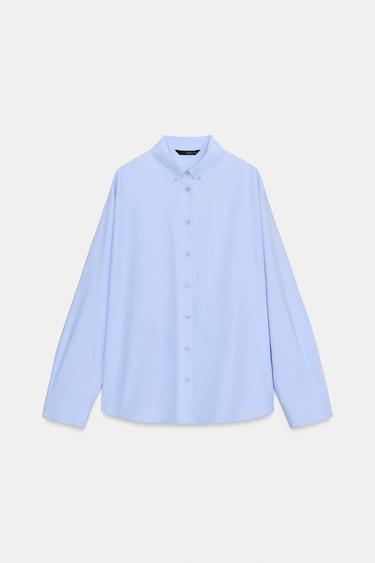 CAMISA BÁSICA DE POPELINA - Azul-claro da Zara - Imagem 0
