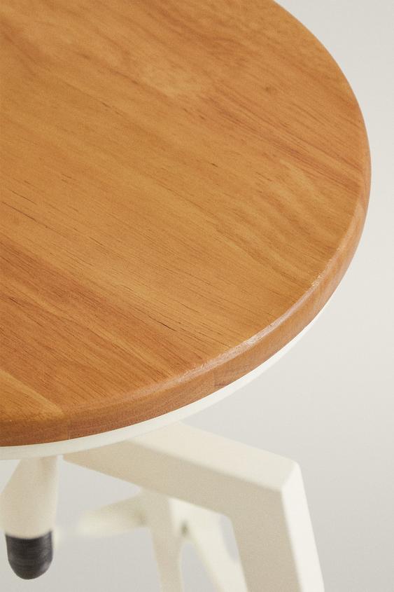 TABOURET HAUT PIVOTANT BOIS ET MÉTAL - Crème de Zara - Image 2