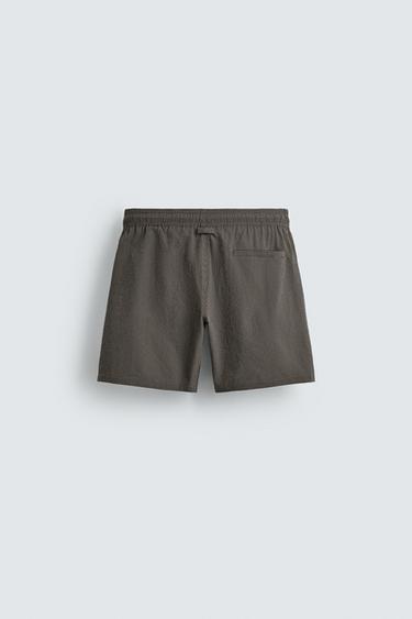 MAILLOT DE BAIN LONG À CARREAUX TEXTURÉ - Gris de Zara - Image 1