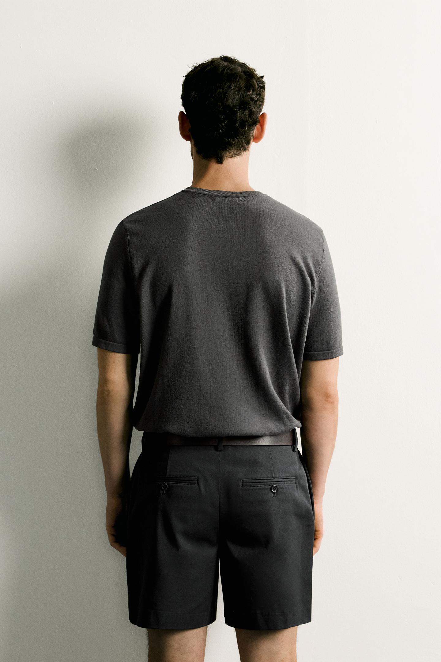 Мужская футболка Zara Knit Henley, цвет: Угольный серый — фото 3