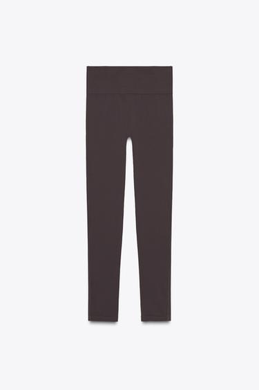 SEAMLESS TULLE COMBINATION LEGGINGS - Brown by Zara - Image 8